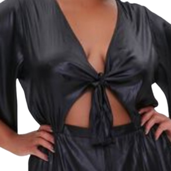 SEXY ☆ FAUX LEATHER/SATIN LOOK ☆ PEEK-A-BOO ☆ JUMPSUIT ☆ NWT - Picture 4 of 9